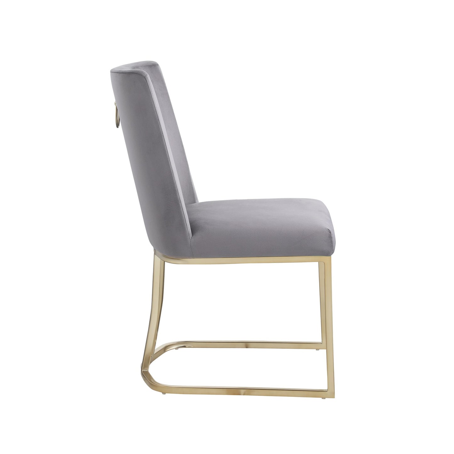 Velvet Upholstered Dining Chairs, Gold Metal Legs (Set of 2) - Gray