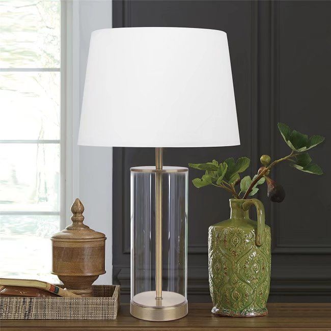 23" Table Lamp - Clear Glass with Brass Accents