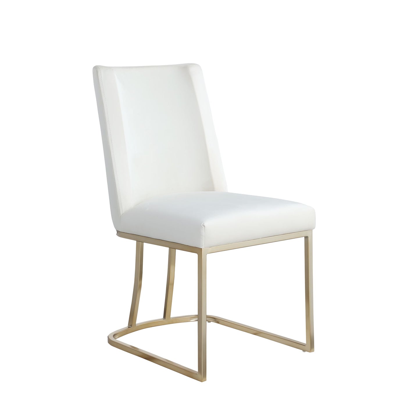 Velvet Upholstered Dining Chairs, Gold Metal Legs (Set of 2) - White