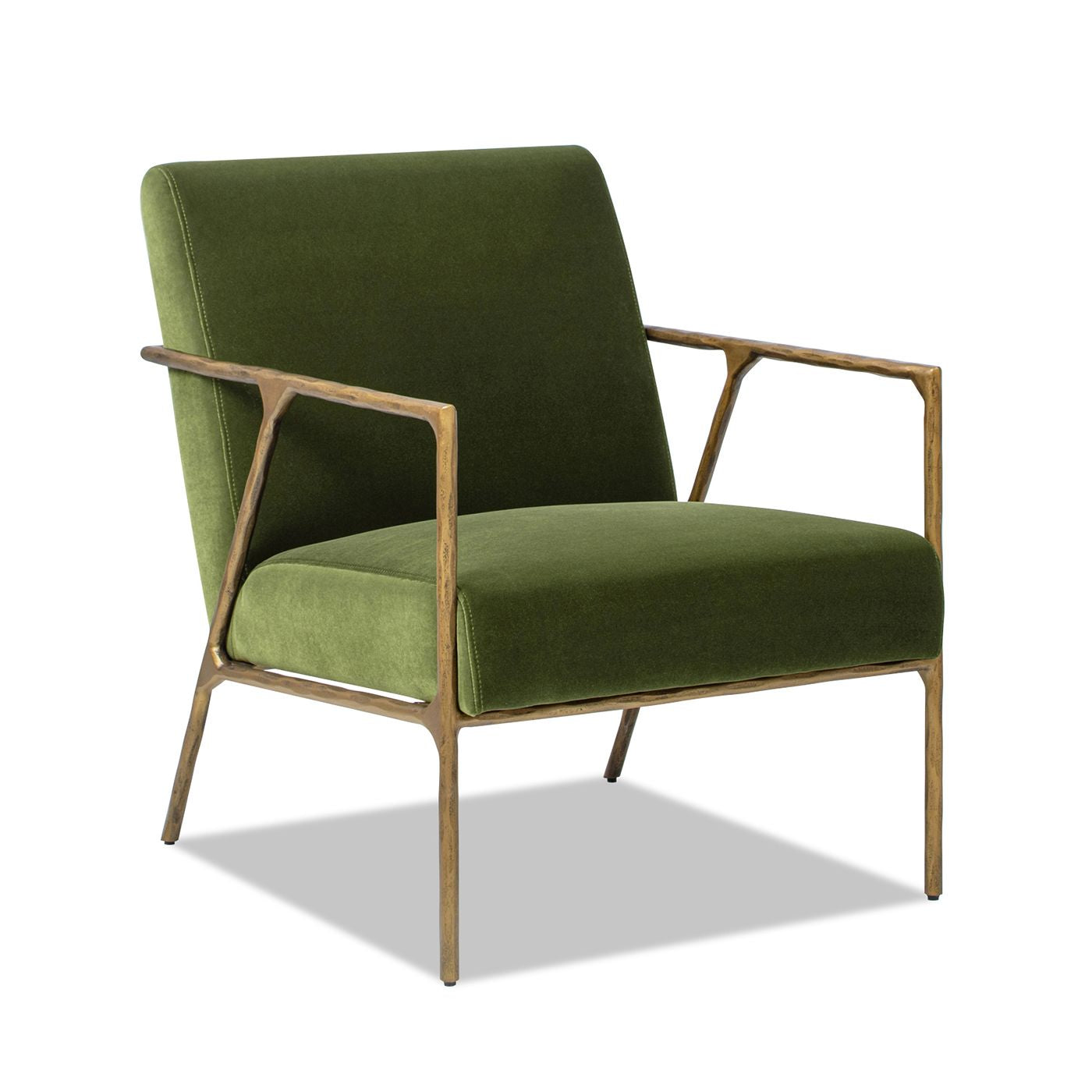 Aerin 24.5" Hammered Brass Performance Velvet Accent Arm Chair - Olive Green