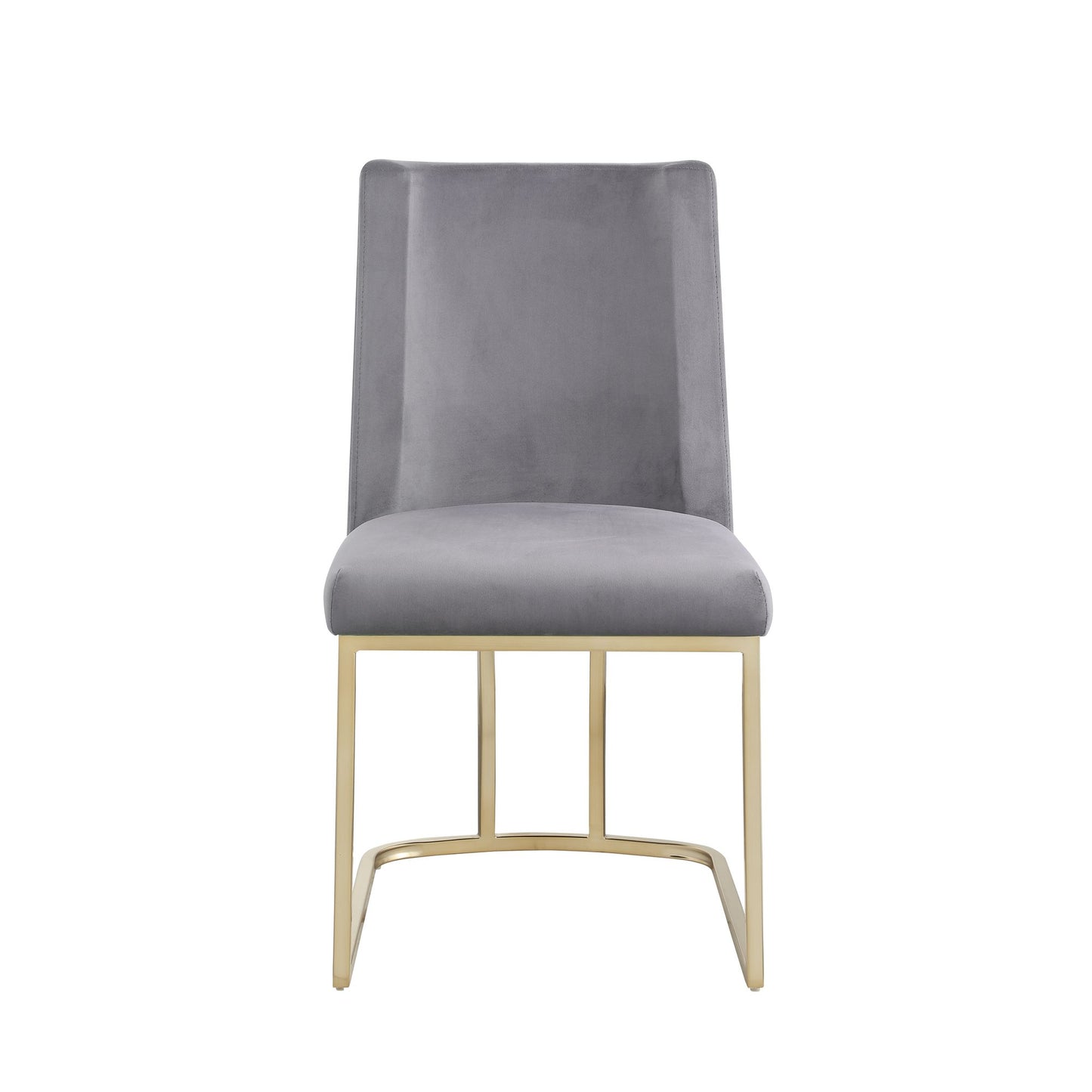 Velvet Upholstered Dining Chairs, Gold Metal Legs (Set of 2) - Gray