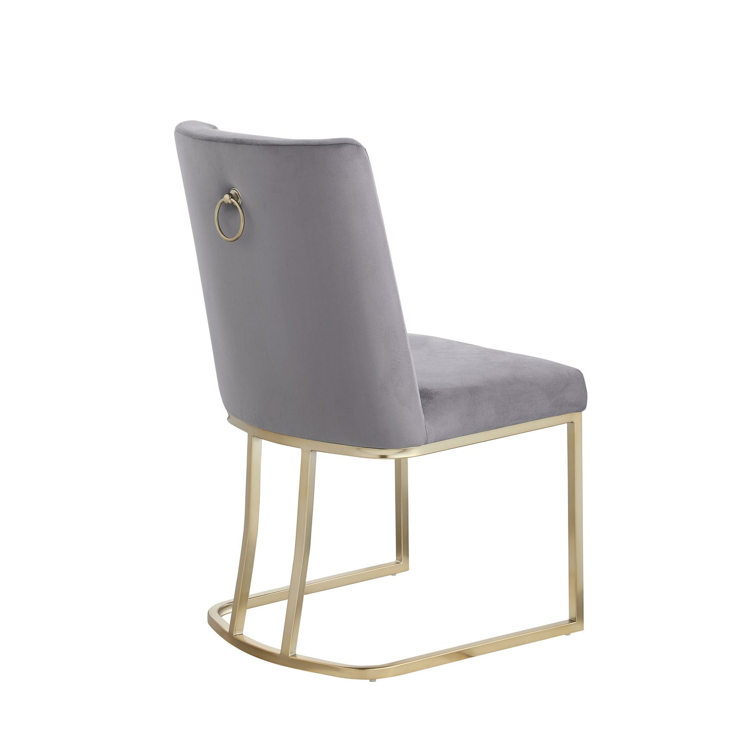 Velvet Upholstered Dining Chairs, Gold Metal Legs (Set of 2) - Gray