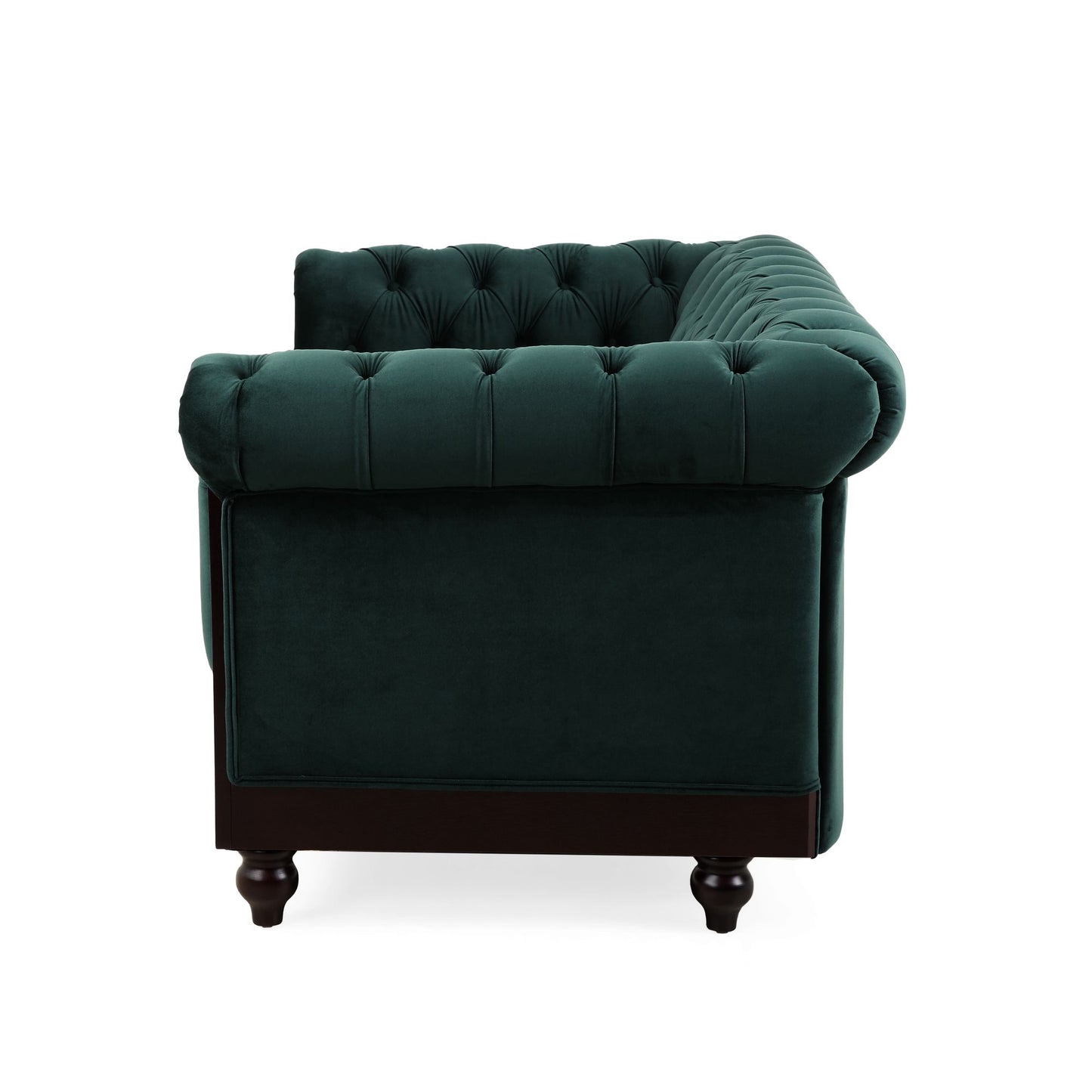 Chesterfield Tufted Velvet Loveseat 2-Seater Sofa - Forest Green