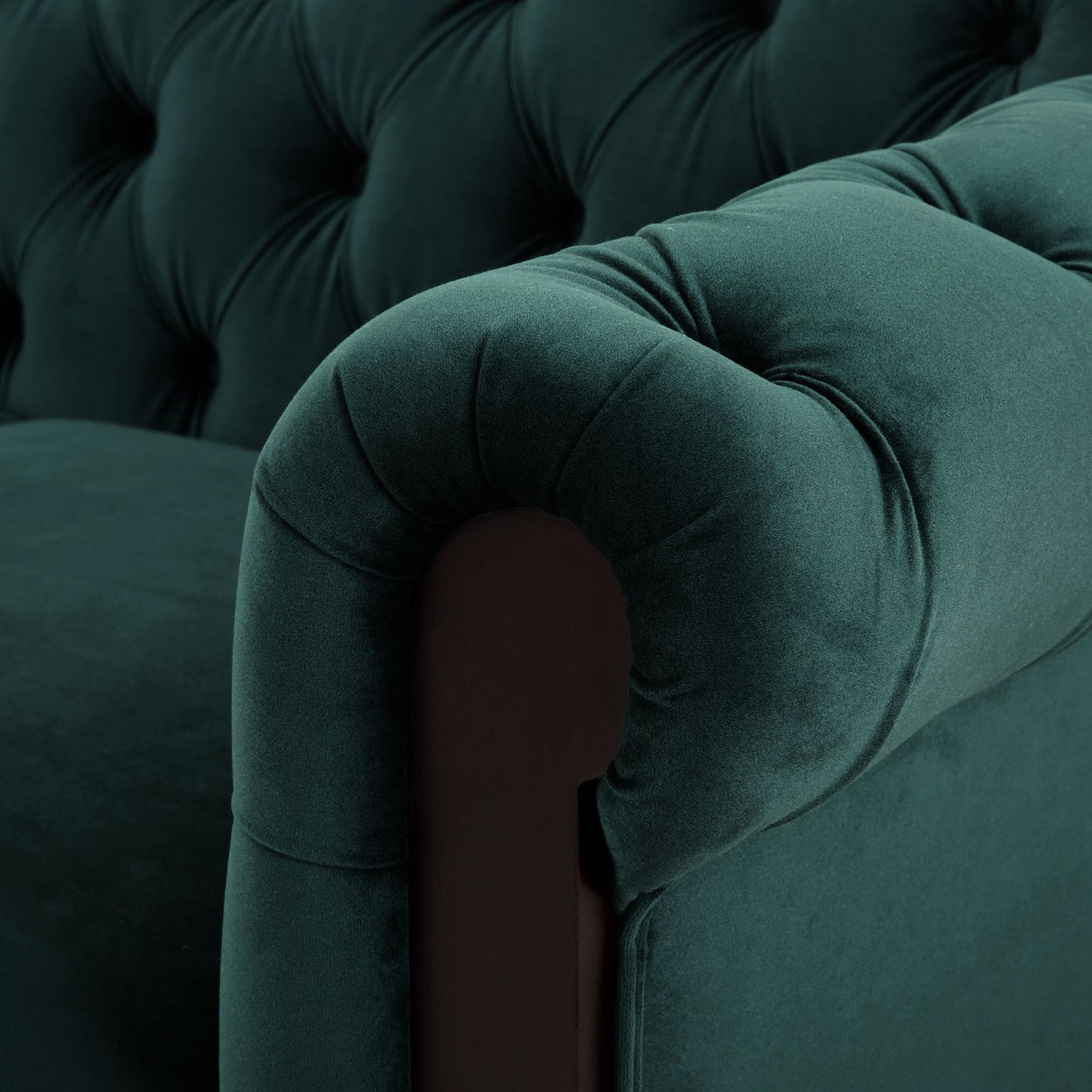 Chesterfield Tufted Velvet Loveseat 2-Seater Sofa - Forest Green