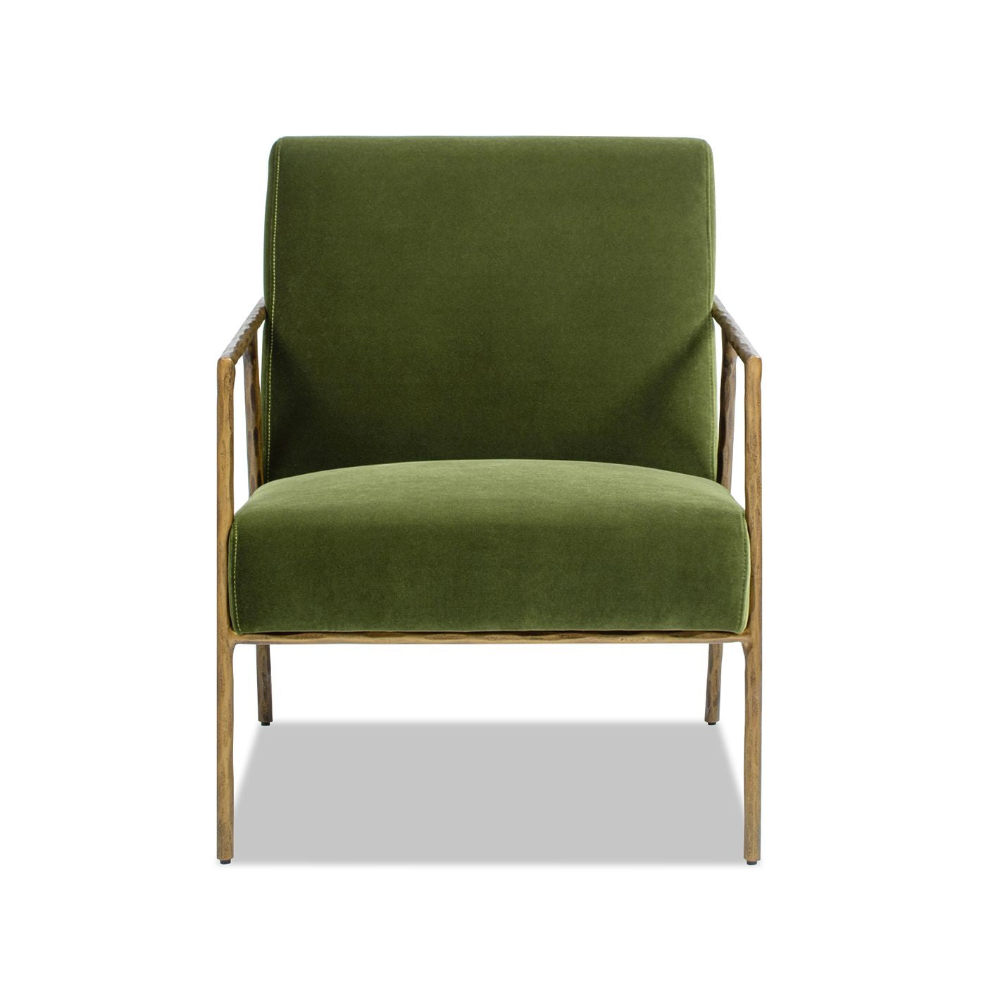 Aerin 24.5" Hammered Brass Performance Velvet Accent Arm Chair - Olive Green