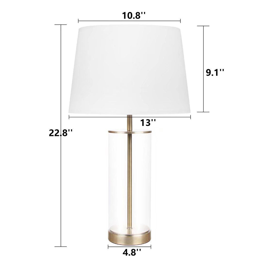 23" Table Lamp - Clear Glass with Brass Accents