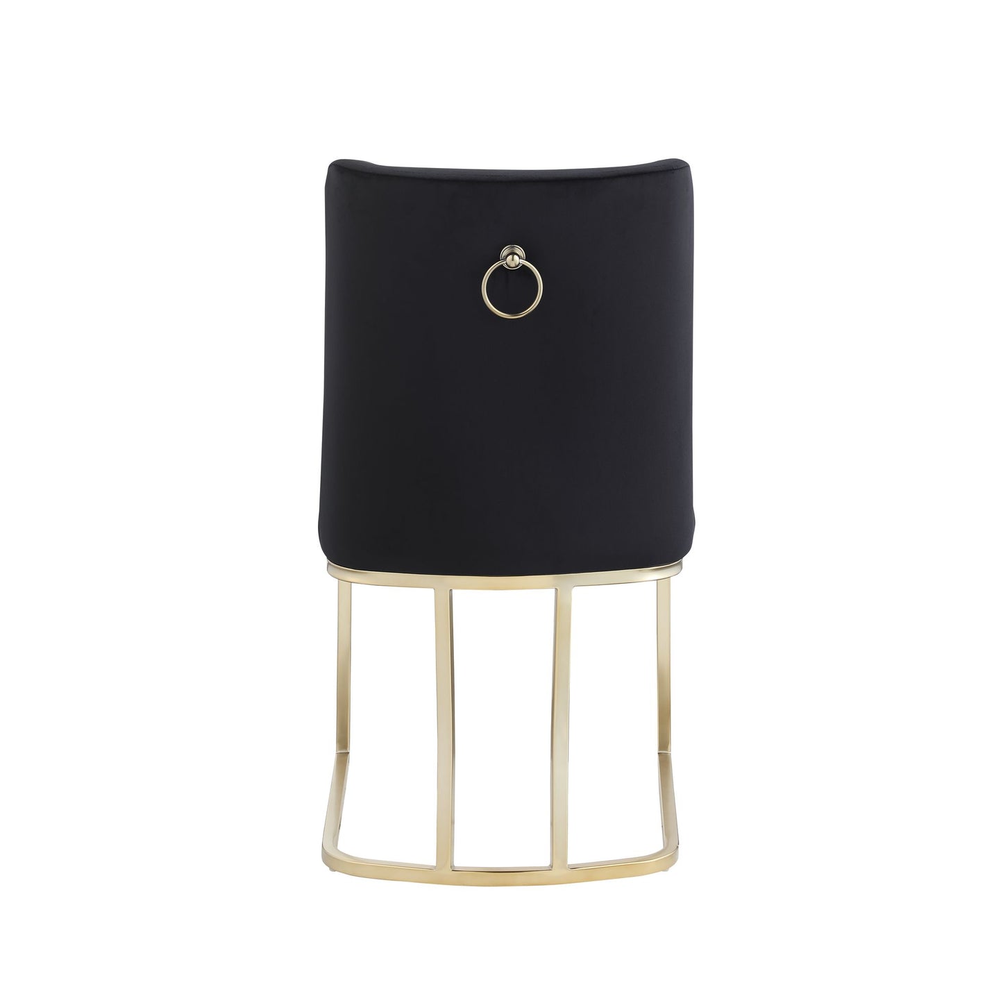 Velvet Upholstered Dining Chairs, Gold Metal Legs (Set of 2) - Black