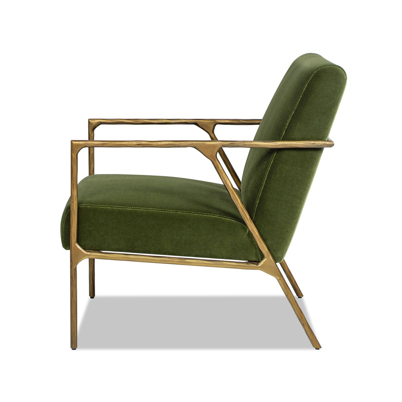 Aerin 24.5" Hammered Brass Performance Velvet Accent Arm Chair - Olive Green