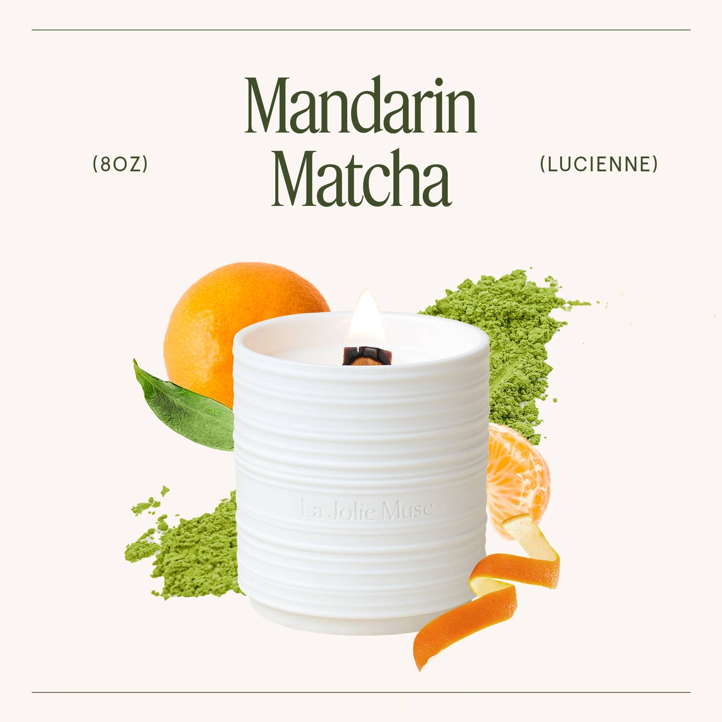 La Jolie Muse Lucienne - 8oz Natural Soy & Wooden Wick Candle