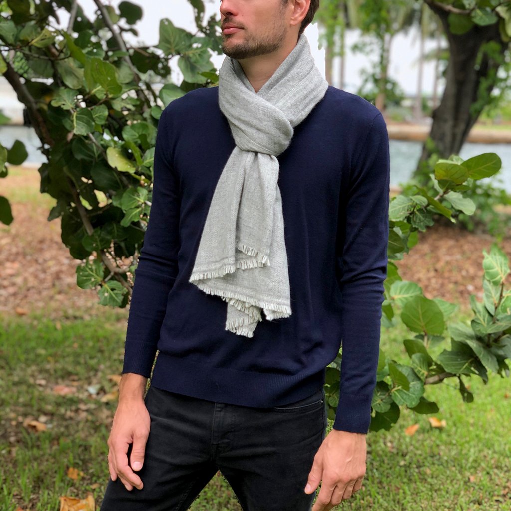 Gray Handloom 100% Himalayan Cashmere Scarf