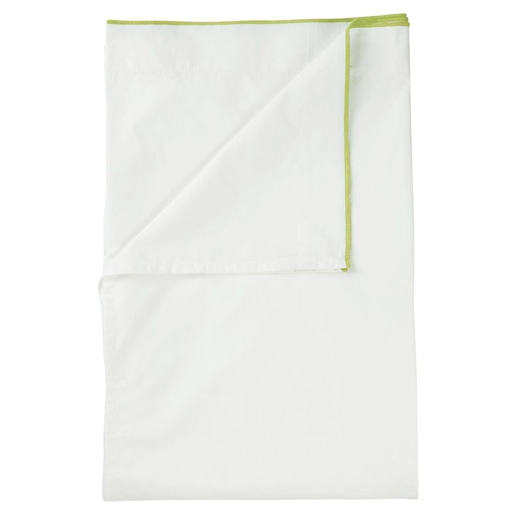White with Lime Green Piping  - Pure Cotton, Pure Linen or Linen Cotton Blend