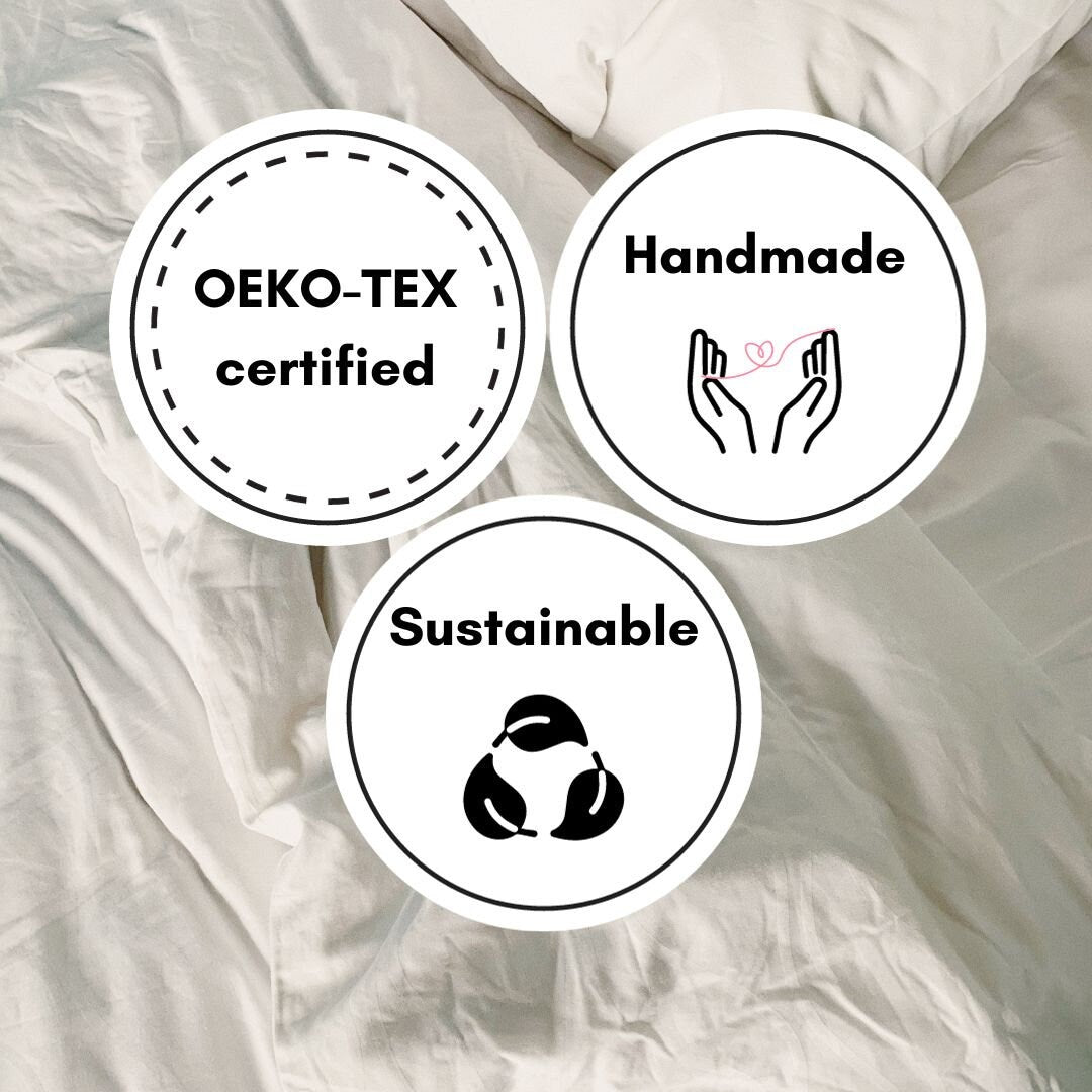 Ivory 100% Pure Linen or Linen Cotton Blend Ruffle Duvet Set