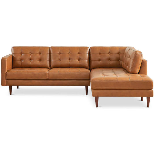 Lucco Tufted Genuine Leather Sectional Right Facing